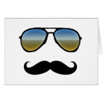 Funny Retro Sunglasses with Moustache Greeting Card Funny Retro Sunglasses with Moustache Greeting Card