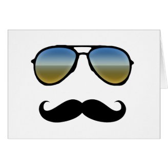 Funny Retro Sunglasses with Moustache Greeting Card