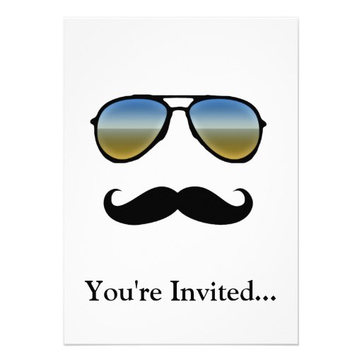 Funny Retro Sunglasses with Moustache Invite