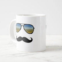Funny Retro Sunglasses with Moustache Jumbo Mug