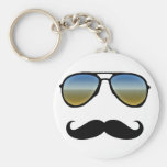 Funny Retro Sunglasses with Moustache Key Chains