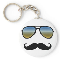 Funny Retro Sunglasses with Moustache Key Chains