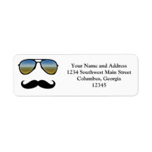 Funny Retro Sunglasses with Moustache Custom Return Address Labels