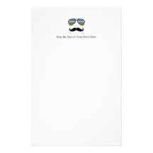 Funny Retro Sunglasses with Moustache Custom Stationery