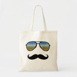 Funny Retro Sunglasses with Moustache Tote Bags