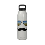 Funny Retro Sunglasses with Mustache Drinking Bottle