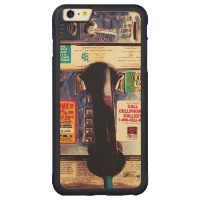 Funny Retro US Public Pay Phone Close Up Picture Carved® Maple iPhone 6 Plus Bumper