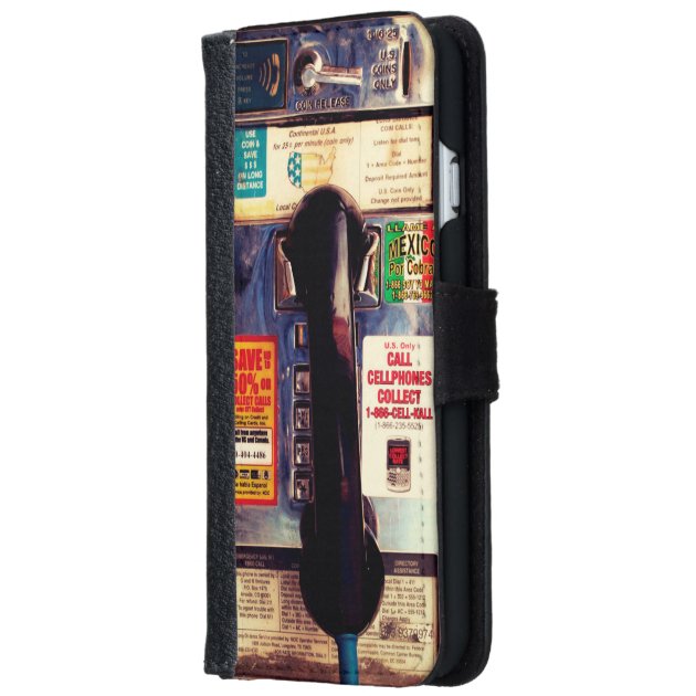 Funny Retro US Public Pay Phone Close Up Picture iPhone 6 Wallet Case-1