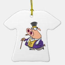 funny rich classy pig hog cartoon christmas tree ornament