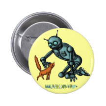Funny robot and cat button design