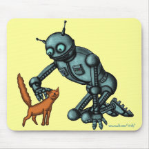 Funny robot and cat mousepad design