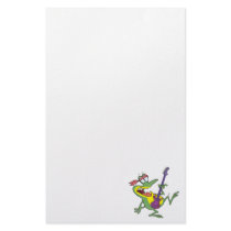 funny rock and roll bass guitar froggy frog customized stationery
