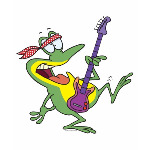 funny rock and roll bass guitar froggy frog shirt