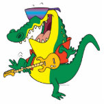funny rock and roll crocodile music cartoon cut out