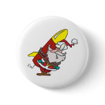 funny rocket santa claus cartoon pinback buttons