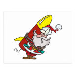 funny rocket santa claus cartoon post cards