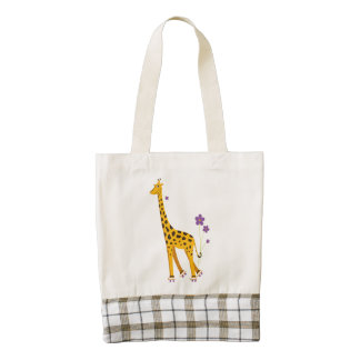 Funny Roller Skating Cartoon Giraffe Zazzle HEART Tote Bag
