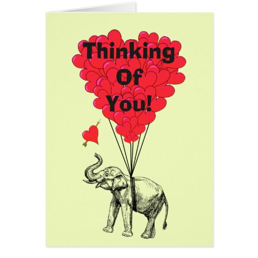 Funny romantic elephant thinking of you stationery note card | Zazzle