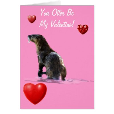 Funny Valentines  Cards on Funny Romantic Sea Otter Valentines Day Card By Ravenspiritprints