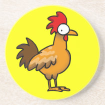 Funny rooster beverage coasters
