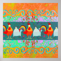 Funny Rooster Hen Funky Chicken Farm Animal Gifts Print