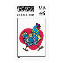 Funny Rooster postage by biliana Funny Rooster postage