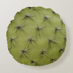 Funny round green cactus pricks throw pillow