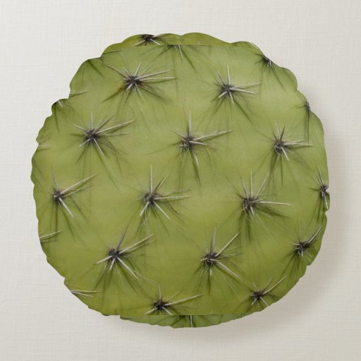 Funny round green cactus pricks throw pillow Zazzle
