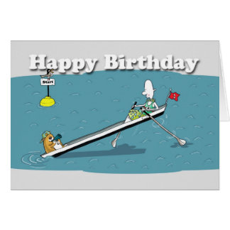 rowing birthday funny card cat duncan fat cards boat gifts zazzle