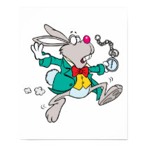 funny running late bunny rabbit posters