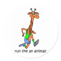 Funny running round sticker