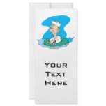 funny sailor floating in raft rack card design