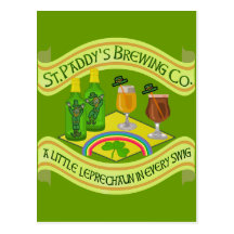 Funny Saint Patrick's Day Leprechaun Brewery Post Card