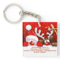 Funny Santa and Reindeer Cartoon keychains
