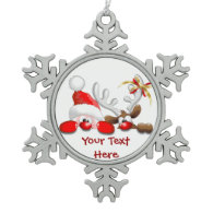 Funny Santa and Reindeer Cartoon Ornament