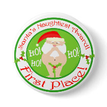 Funny Santa Christmas Button by jamiecreates1 Funny Santa Christmas Button