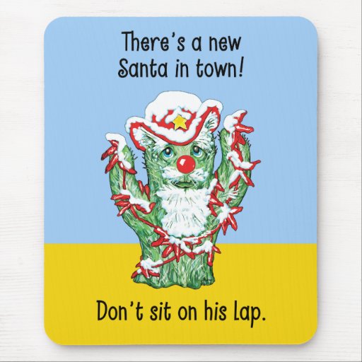 Funny Santa Claus Cactus Christmas Humor Mousepads
