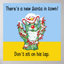 Funny Santa Claus Cactus Christmas Humor Posters