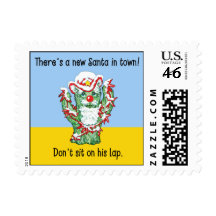 Funny Santa Claus Cactus Christmas Humor Stamp