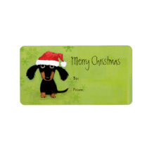 Funny Santa Dachshund Christmas Personalized Address Label