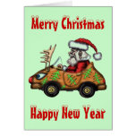 Funny Santa driver Merry Christmas New Year card