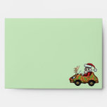 Funny Santa driver on Rudolph car envelope