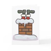 funny santa stuck in chimney cards