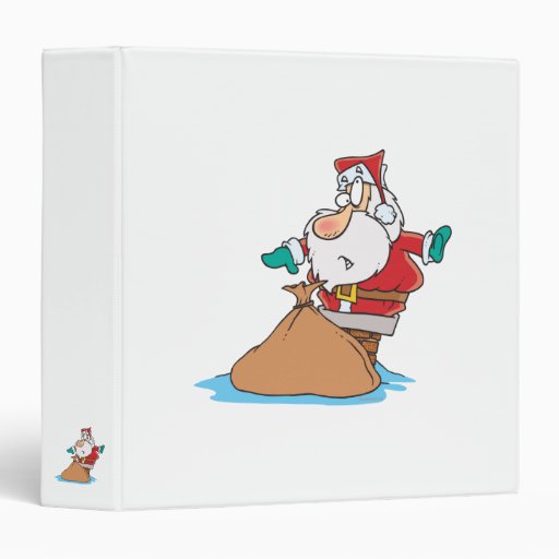 funny santa stuck in chimney cartoon binder