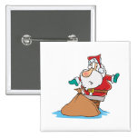 funny santa stuck in chimney cartoon button