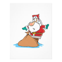funny santa stuck in chimney cartoon personalized invite