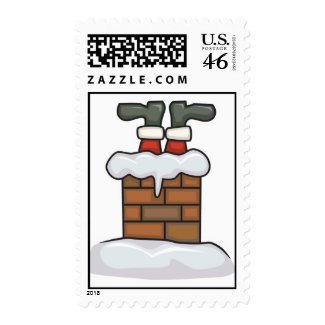 funny santa stuck in chimney stamp