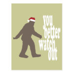 Funny Sasquatch Santa Christmas Post Cards Funny Sasquatch Santa Christmas Post Cards