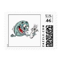 funny savage hungry bowling ball humor stamps