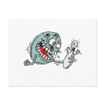 funny savage hungry bowling ball humor post cards